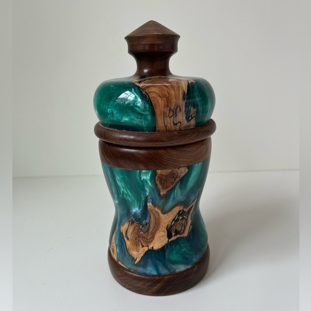 Resin and Driftwood Jar, Canister or Urn with Lid